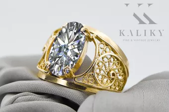 14k żółte złoto Cyrkonia Pierścionek Vintage vrc057y